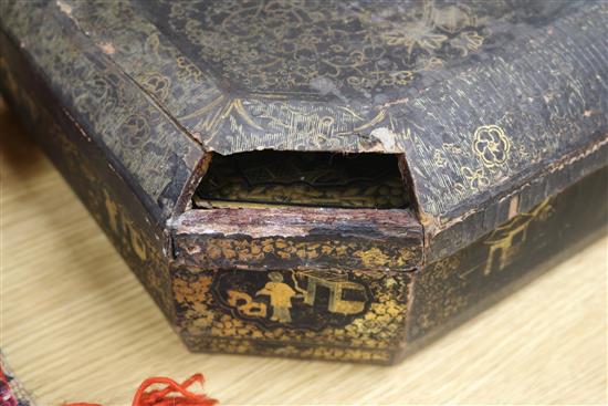 A 19th century Chinese export lacquer games box,